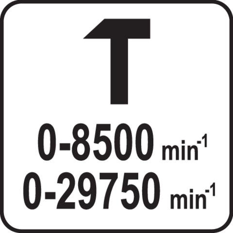 Pictogramă TOYA: Percuții: 0–8500 / 0–29750 min⁻¹