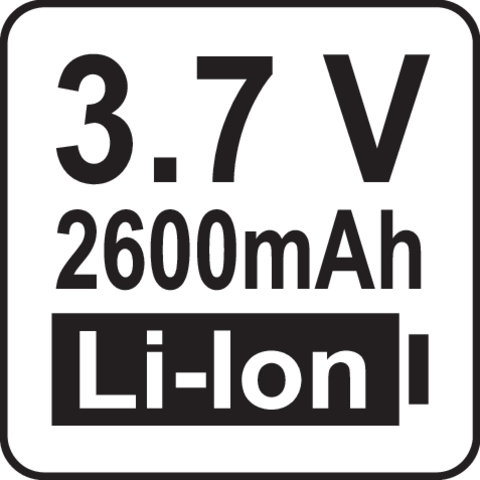 Pictogramă TOYA: Acumulator Li-Ion: 3,7 V, 2600 mAh