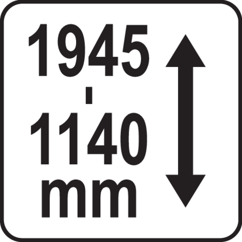 Pictogramă TOYA: Interval vertical de lucru: 1140–1945 mm