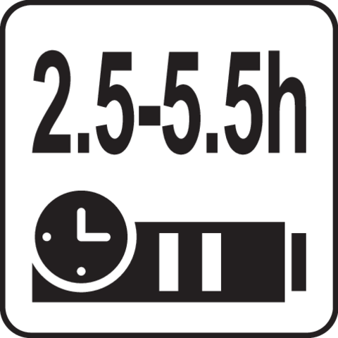 Pictogramă TOYA: Autonomie: 2,5–5,5 h