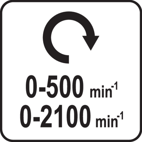 Pictogramă TOYA: 0-500 0-2100 min⁻¹